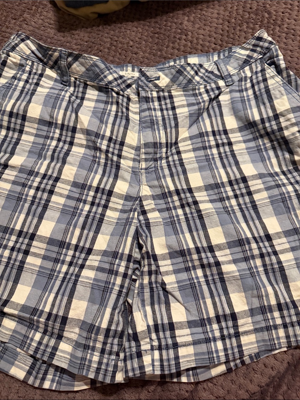 Liz Claiborne Blue and White Plaid Women's Bermuda Shorts